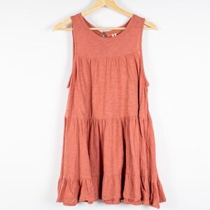 Anthropologie Tiered‎ Mini Dress Women's Size Medium Sleeveless Casual Coral